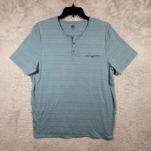 Rock & Republic Henley Shirt Youth XXL Blue Short Sleeve Slub Knit